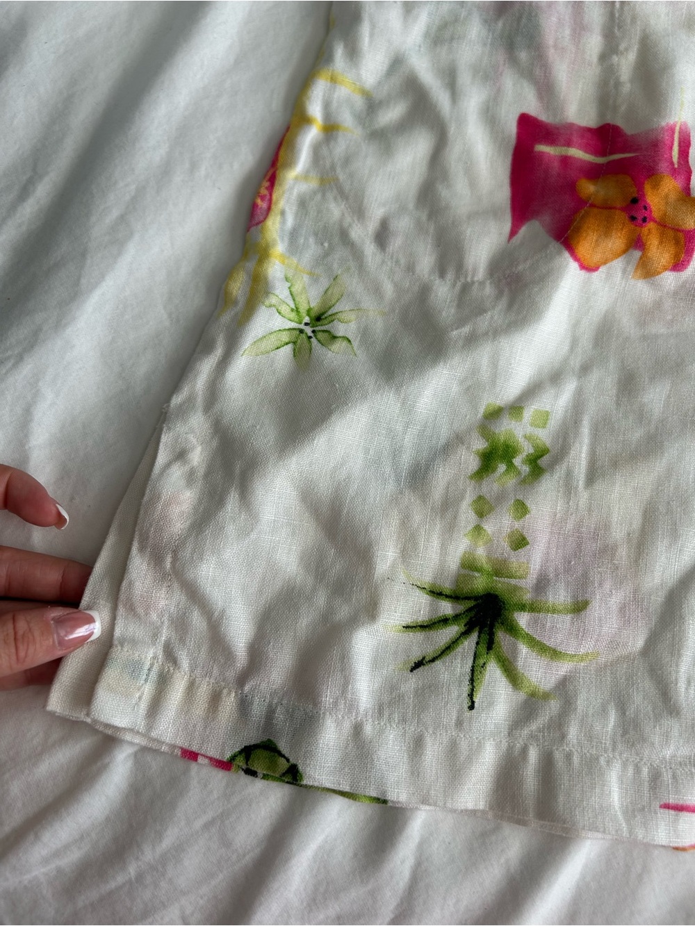 Cotton Connection 100% Linen White Tropical Print Mini Dress - Picture 7 of 12
